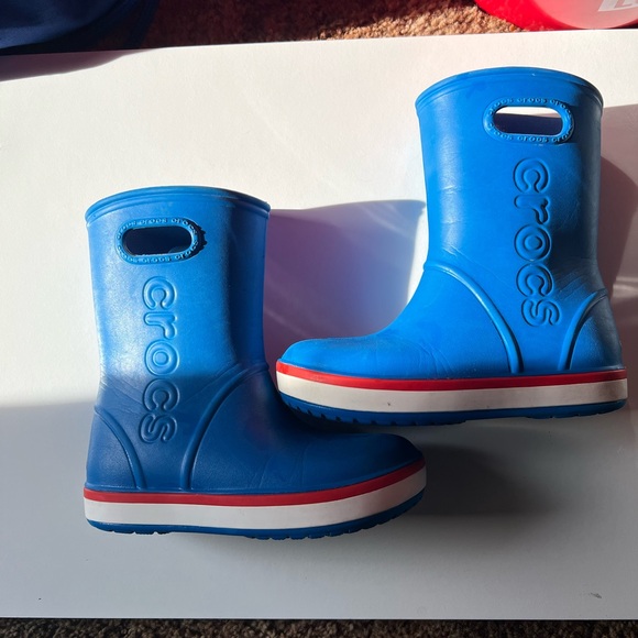 CROCS Other - CROCS Kids Blue and Red Rain Boots